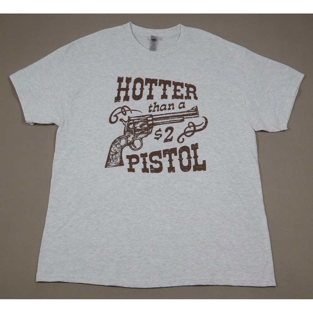 Hotter Than‎ A $2 Pistol Graphic Tee  - Grey - Size XL
